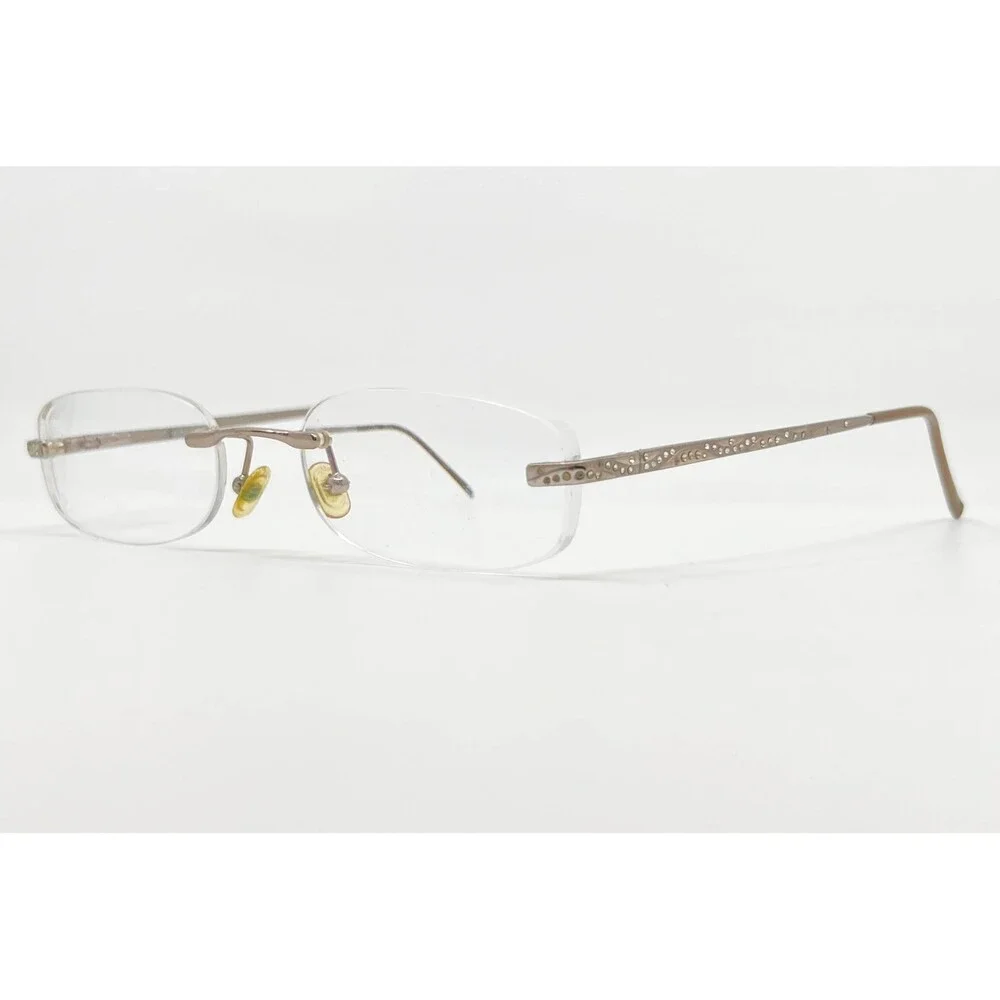 Tura Eyeglasses Womens Brown Rimless Rhinestone TE60A 51-18-135